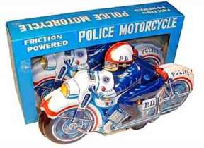 #TY025 - Large Tin Toy Friction Police Motorcycle