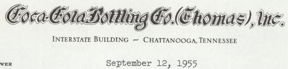 #CC176- 1950s Chatanooga Coca Cola (Thomas) Letter with Coke Official's Signature