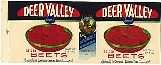 #LCA008 - Group of 5 Deer Valley Sliced Beets Can Labels with Deer Pictured