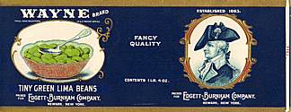 #ZLCA014 - Group of 4 General Wayne Tiny Green Lima Beans Can Labels