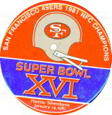 #BA015  - Large 49ers Super Bowl XVI Pinback