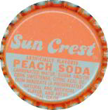 #BC131  - Group of 10 Sun Crest Peach Plastic Lined Soda Caps