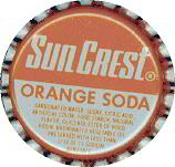 #BC133  - Group of 10 Sun Crest Orange Plastic Lined Soda Caps