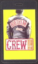 #MUSIC256  - Yellow Laminated 1988 Bob Dylan Interstate 88 Tour Backstage Pass