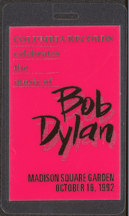 #MUSIC472 - Bob Dylan Laminated Backstage Pass from Dylan Tribute with Dylan Clapton, George Harrison, etc.