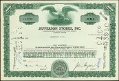 #ZZCE011 - Jefferson Stores, Inc. Stock Certificate