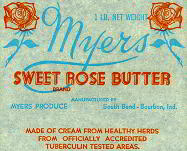 #DA033 - Group of 5 Myers Sweet Rose Butter Wrappers - "Tuberculin Tested"