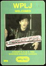 #MUSIC250  - 1982 Elton John at Madison Square Gardens OTTO Backstage Pass - Radio WPLJ