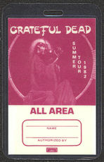 #MUSIC389  - Rare Burgundy 1982 Grateful Dead Laminated Backstage Pass from the Summer Tour