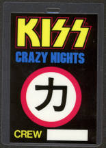 #MUSIC395  - Laminated 1987-88 Kiss Backstage Pass from the Crazy Nights World Tour