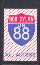 #MUSIC228  - White Laminated Bob Dylan 1988 Tour Backstage Pass