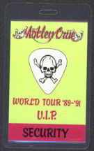 #MUSIC235  - Motley Crue 1989  World Tour Laminated Backstage Pass