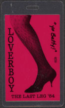 #MUSIC441 - Red Version 1984 Loverboy Laminated Backstage Pass from The Last Leg Tour