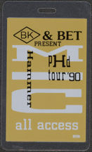 #MUSIC422  - 1990 M. C. Hammer Laminated Backstage Pass from the pHd Tour