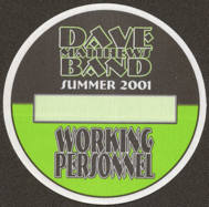 #MUSIC784 - Round 2001 Dave Matthews Band OTTO Cloth Backstage Pass from the 2001 Summer Tour