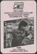 #MUSIC741 - Scarce Radio Promo John Cougar Mellencamp Cloth Backstage Pass from the 1985 Christmas Food Drive Concert - Farm Aid