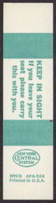 #CA066 - Old Unused New York Central Railroad System Ticket