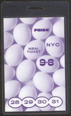 #MUSIC403  - 1998 PHISH Laminated Backstage Meal Pass