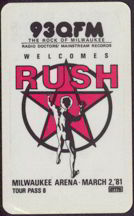 #MUSIC186  - 1981 Rush Moving Pictures Tour OTTO Backstage Pass - Radio Promo