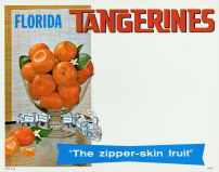 #SIGN035 - Florida Tangerines Sign with Tangerines in a Large Glass Bowl
