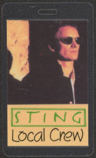 #MUSIC396  - Laminated 1994 Sting Backstage Pass from the Ten Summoner's Tales Tour
