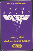 #MUSIC726 - Van Halen Cloth Backstage Pass from the 1981 Fair Warning Tour Concert at Madison Square Gardens