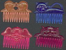 #TY303 - Group of 4 different Carnival Prize Kid Size Animal Hair Combs