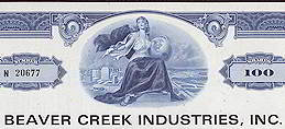 #ZZZ033 - Beaver Creek Industries Stock Certificates
