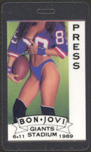 #MUSIC449 - 1989 Bon Jovi Laminate Backstage Pass from the 1989 Homecoming Show at Giants Stadium