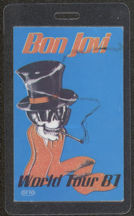 #MUSIC419  - 1987 Bon Jovi Laminated Backstage Pass from the Slippery When Wet Tour