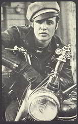 #CH228 - Oversized Trilby postcard of Marlon Brando in Wild One