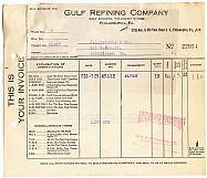 #ZZCA015 - Group of two 1930 Gulf Refining Company invoices
