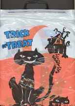 #HH097 - Huge 60s Plastic Halloween Bag with Black Cat