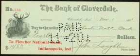 #ZZZ001 - Pair of 1901 Cloverdale Bank Checks