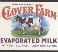 #ZLCA112 - Clover Farm Evaporated Milk Can Label with Cow Image