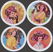 #CC165 - Group of Different 4 Tin and Cork Coke Coasters