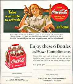 #CC025 - Group of 4 1940s Coca Cola Ad Cards with Lady