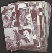 #ZZA110 Complete 32 Card Original 1940/50s Exhibit Supply 4 in 1 Cowboy Cards