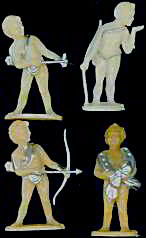 #HH081 - Group of 4 Assorted Hard Plastic Cupid Figures - Look like celluloid