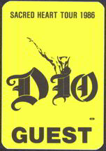 #MUSIC129  - Rectangular 1986 Dio Sacred Heart Tour OTTO Backstage Pass