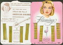 #CS127 - Flamingo Bobby Pin Card with a Flamingo and American Airlines