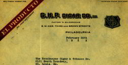 #ZZTO026 - 1922 G.H.P. El Producto Cigar Co. Letterhead