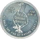 #CH091  - Set of 3 Different Red Goose Shoe Aluminum Tokens