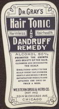 #ZBOT094 - Dr. Gray's Hair Tonic and Dandruff Remedy Bottle Label