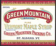 #ZBOT107 - Heavily Embossed and Gilded Green Mountain Syrup Label
