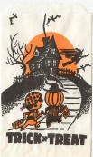 #HH031 - Smaller Version Halloween Treat Bag w Kids and Haunted House