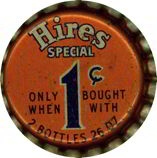 #BC199 - Rare Hires 1¢ Sale Soda Cap
