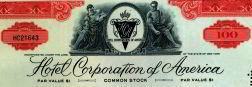 #ZZCE016 - Hotel Corporation of America Stock Certificate