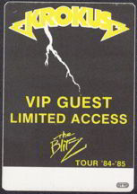 #MUSIC124  - 1984/85 Krokus The Blitz Tour OTTO Backstage Pass