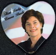 #PL124 - Uncommon Heart Shaped Laura Bush Pinback